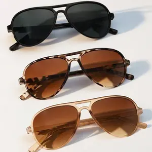 3-Pack Polarized Aviator Sunglasses, Y2K Vintage Double Bridge Sun Glasses for Women Men, Trendy Retro Small Square Oval Frames, Lightweight Durable, Fashion Eyewear Set for Daily Wear, Outdoor Sports, Beach, Travel & Street Style