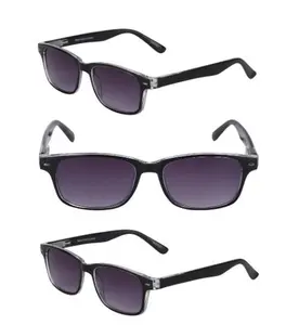 Mass Vision 3 Pair of The Summerville Full Reading Sunglasses - Outdoor Reading Sunglasses NOT Bifocals - Soft Pouches Included (Black 3)
