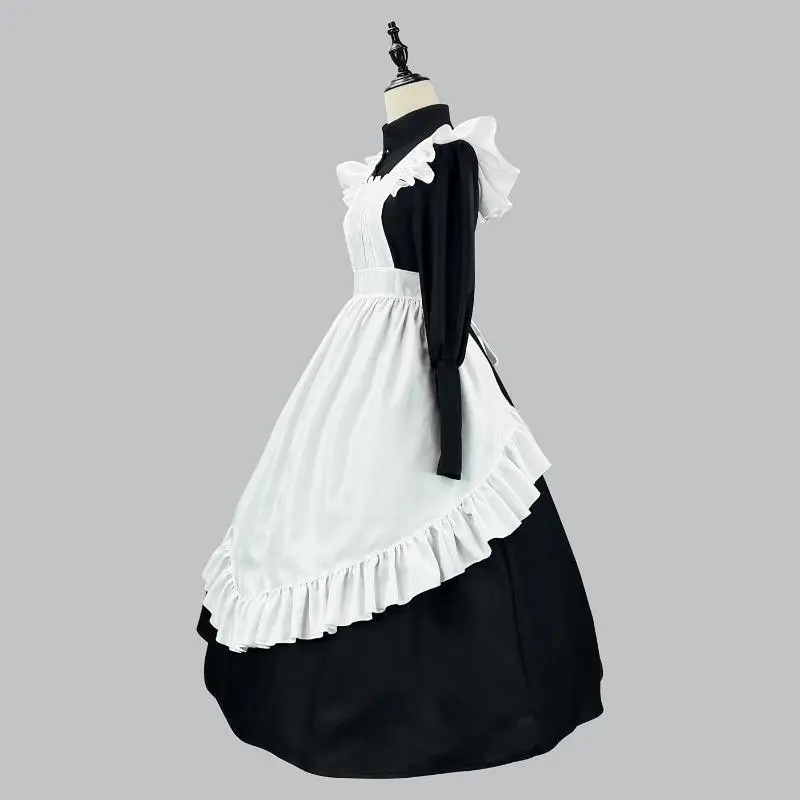 S -5XL Black Old Castle Maid Cosplay Costume Housekeeper Steward Butler Maid Dress Cafe Attendant Suit for Waitress Maid Party