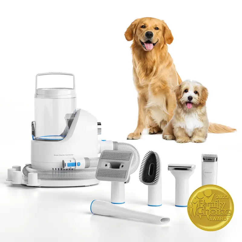 Neakasa P2 Pro Pet Groomer Tools Kit - 5-Proven-Tool Grooming Set for Poodles, 99% Hair Suction Vacuum (10500pa, 3 Suction Speeds), 2L Large-Capacity Easy-Empty Dustbin, Clippers, Detachable Length-Setting Comb for Clean Home Dog Grooming