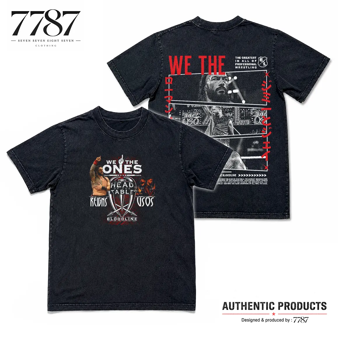 The Bloodline We The Ones Vintage Washed Graphic Tee - Roman Reigns Head of the Table Streetwear - Premium Cotton Oversized Tshirt Hoodie Sweatshirt Tank Top - Menswear Urban Crewneck Fan Apparel