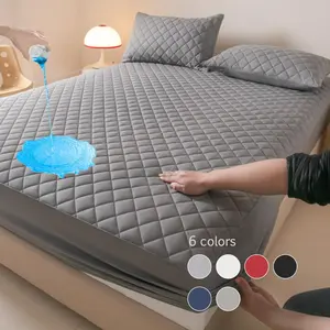 Solid Color Waterproof Mattress Cover Set, 3 Counts/set Including 1 Count Fitted Sheet & 2 Counts Pillowcase, Room Accessories Soft Comfortable Breathable Bedding Set for Bedroom, Bedset, Bedsheet Sets