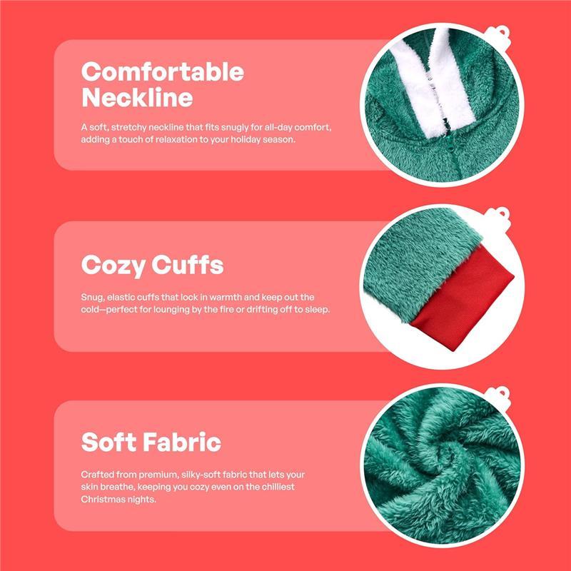 Giggling Getup Women Hooded Christmas Pajamas Outfit, Adult One-piece Winter Pajamas indoor wear