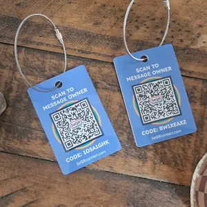 Smart Luggage Tags (Navy 2-Pack) | Keeps Personal info Private With Durable Privacy QR Code | Use with Away GPS Bag Locator & Air Tag | Android or iOS