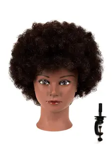 Afro Hair Wig with Bangs & Mannequin & Display Stand, 1 Set Hair Wig Model for Hairdresser, Training Practice Mannequin for Hair Styling Training, Mannequin Head Stand