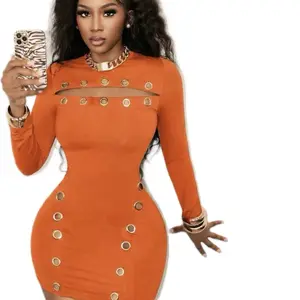 Short Sexy Dress for Women - Long Sleeve, Slim-Fitting, Plain Design, Perfect for Summer