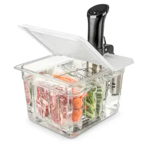 EVERIE 12 Qt Stainless Steel Rack & Collapsible Hinged Lid Plastic Sous Vide Container - Compatible with Anova Nano AN500-US00, Instant Pot - Kitchen Cookware for Cooking, Reheating