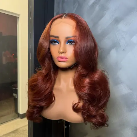 Dark Ginger 13x4 Lace Front Body Wave Human Hair Wigs Pre Plucked Transparent Lace Frontal Brazilian Hair Wigs With Natural Hairline for Women Girls 180% Density