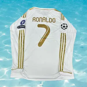 11 12 Home Retro Gold No.7 Ronaldo Long Sleeve Soccer jersey