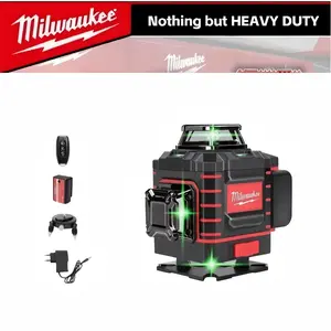 Milwaukee 16 Lines 4D Green Laser Level, 360° Self-Leveling Kit with Remote, Battery & Base for Construction