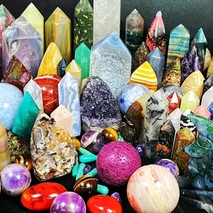 2000g Natural Crystal Blind Box Raw Stone Ornament + Polished Pieces, Aquarium Decoration, Living Room, Study, Office Decoration, Halloween Gift