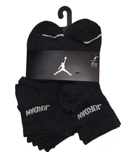 Nike Air Jordan Lightweight Ankle Socks Men's 6 Pack Black Size Medium 6-8 - Youth 5Y-7Y
