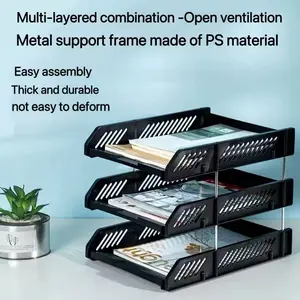 3-Layer File Rack, Horizontal Document Organizer, Desktop Storage Shelf, Multi-Tier Classification Basket, Office Folder Holder, File Sorting Tool