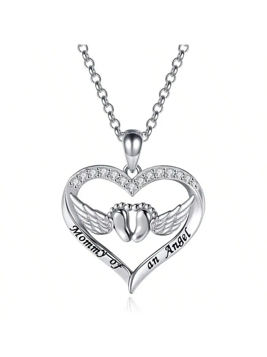 Mommy of an Angel Necklace Birthstone Sympathy Gift Stillborn Memorial Pendant for Mom