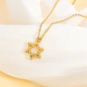18K Gold Plated Dainty Star of David Necklace