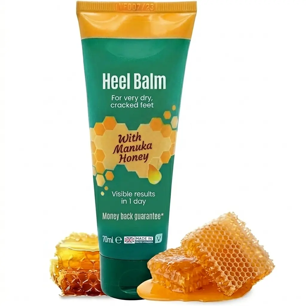 Manuka Honey Heel Balm for Dry Cracked Feet - Intensive Moisturizing Heel Treatment & Callus Care, Suitable for Diabetics (70 ml)