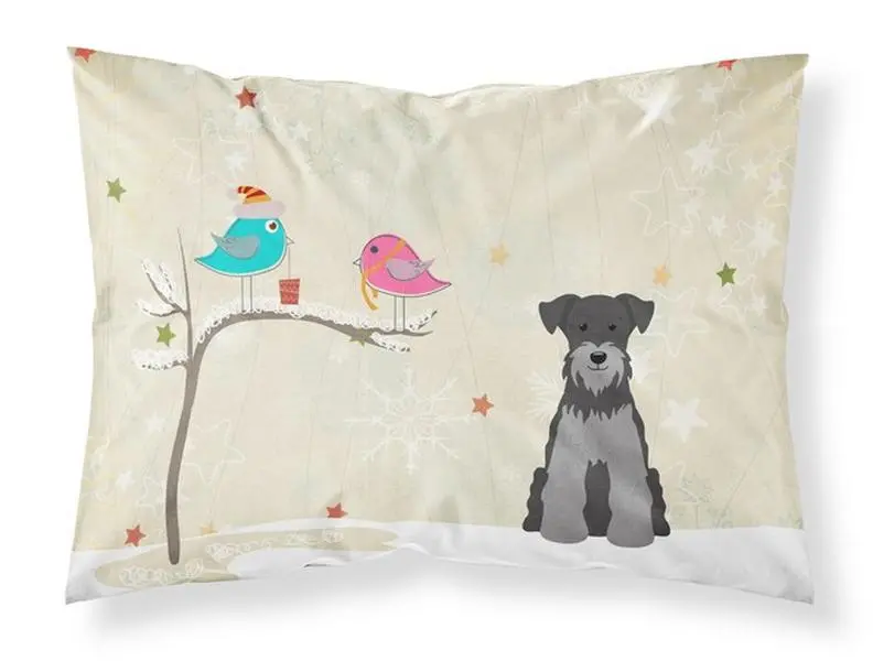Breathable Machine-Washable Black Silver Miniature Schnauzer Print Pillowcase - Christmas Friend Gift, Standard Fabric Pillowcase, 20.5x0.25x30in