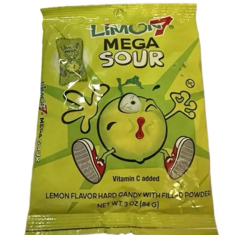 Limon 7 Mega Pegs Tangy Hard Candies - Filled with Lemon Powder, Sour Gummy Kick, Flavorful Bite, Zesty Kick, Bold Sour Punch, Bulk Snacking Treat, Tangy Peg Bites, Candy