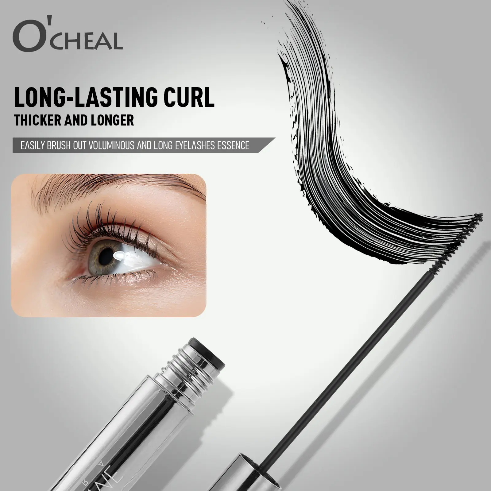 3D Beauty Enhancing Mascara for Lengthening and Curling, Waterproof Eye Makeup, Long-Lasting and Smudgeproof Formula for All Skin Types