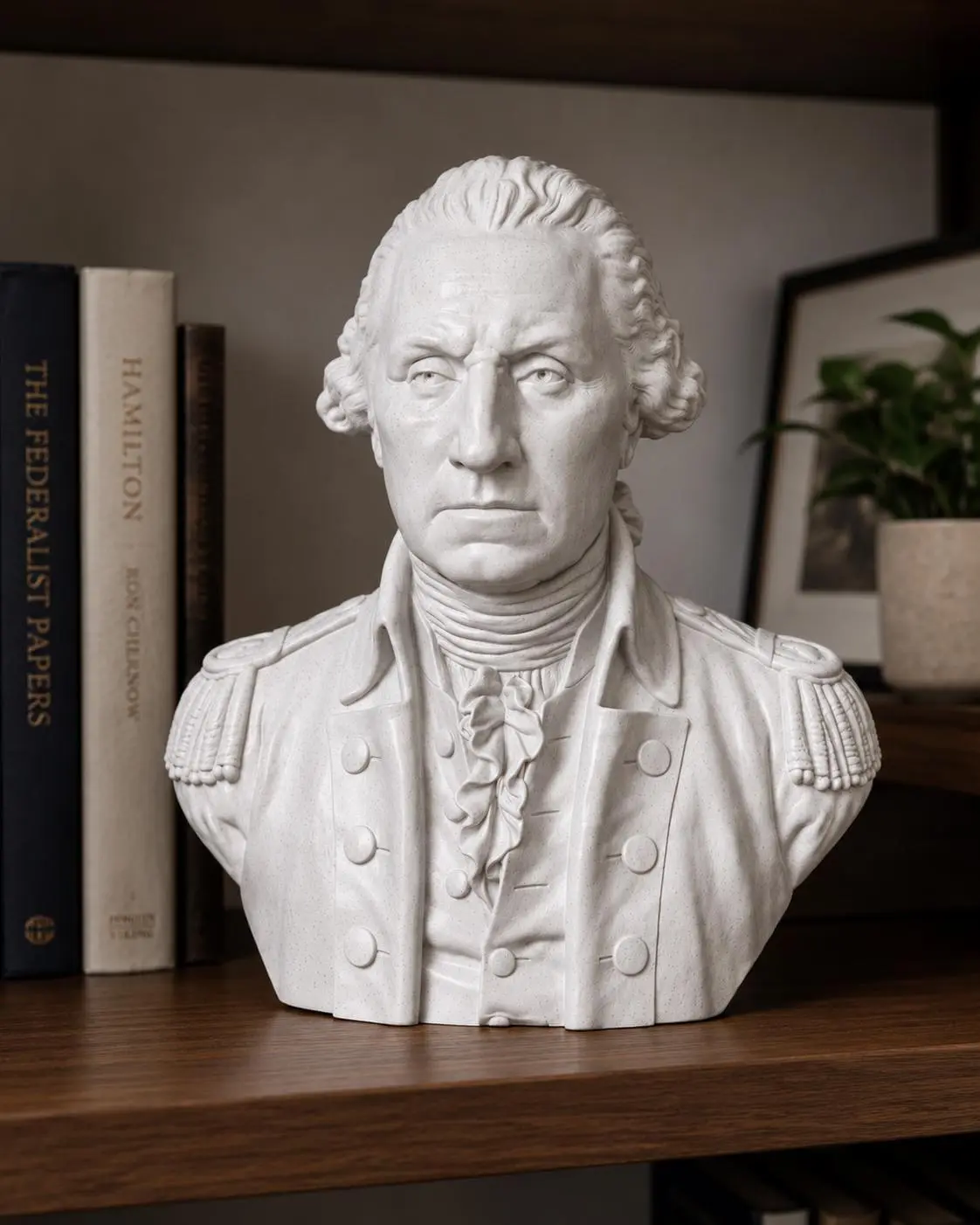 George Washington Bust - Founding Father Presidential Statue, American History Themed Home Desk Decor Figurine