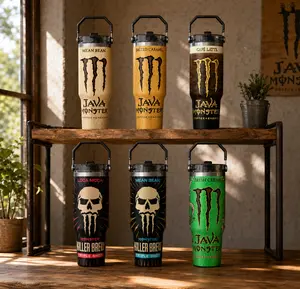 Monster x Coffee & Energy Drink 20oz Skinny Tumbler | Handmade Sublimation Tumbler | Stainless Steel Travel Cup | Gift for Energy Drink Fans