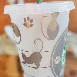 24oz. Starbucks Cold Cup “Cat Mom”