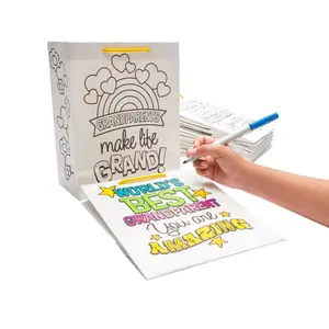 7 1/4" x 9" Color Your Own Medium Grandparents’ Day Cardstock Gift Bags - 12 Pc.