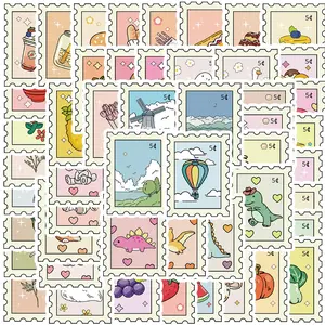 Vintage Stamp Cartoon Graffiti Sticker, 50pcs Waterproof Self Adhesive Decor Paper, Decor Sticker for Gift Greeting Card Water Bottle Laptop Phone Funny Stickers
