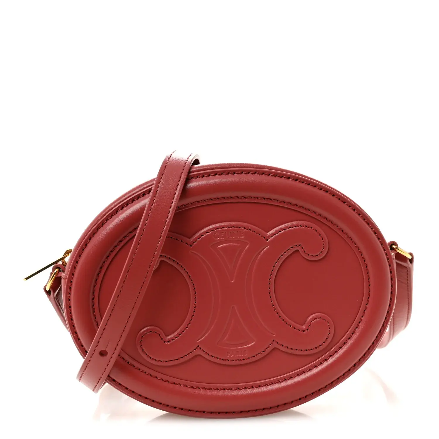 Pre-owned Celine Calfskin Shoulder bags Smooth Small Triomphe Oval Crossbody Purse Lipstick