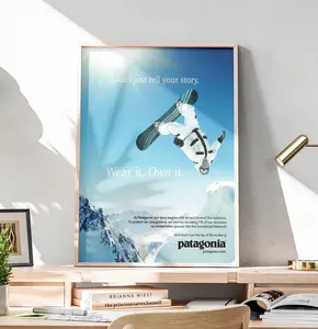 Patagonia Snowboard Poster | Extreme Sports Wall Art | Winter Mountain Decor