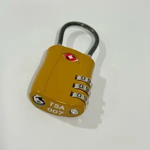 TSA 007 Travel Luggage Lock Gold 3-Digit Combination Security Lock with Red Logo and Yellow Body