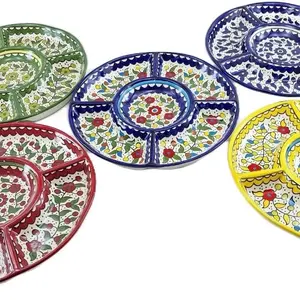 Handcrafted Ceramic Sectioned Platter 28 x 28 Cm Serving Plate
