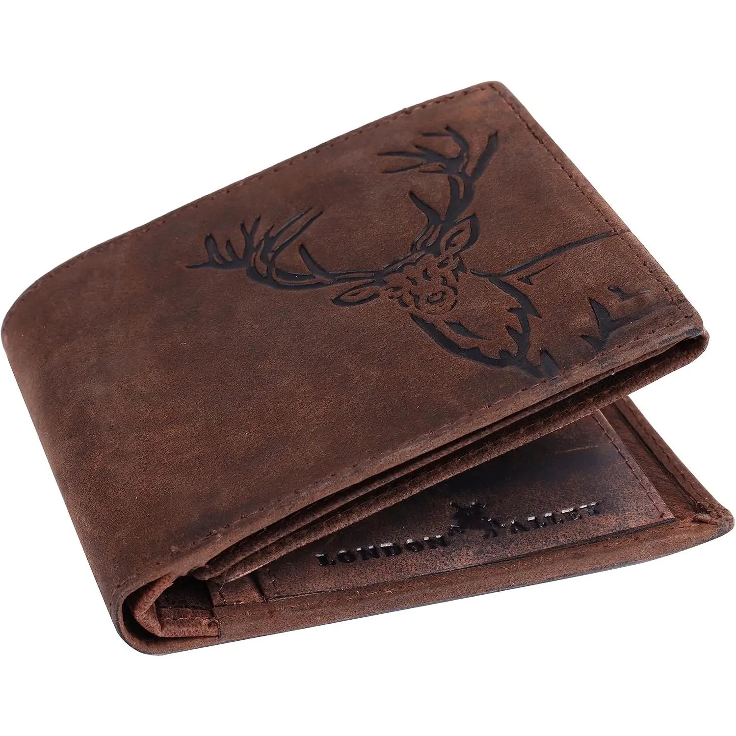 Elk  Brown Leather Wallet For Men, 6 Card Slot, RFID Blocking