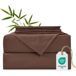 MCO Cooling Queen Sheets Set, Rayon Derived from Bamboo Sheets, Luxury & Bedding Set with 16" Deep (Queen, Chocolate Brown)