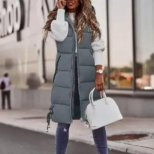 Winter Fashion Women Hood Thick Cotton Parkas Mid-length Long Down Jacket Vest Loose Outerwear Quality Warm Female Clothing