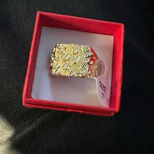 Fresco 14k Gold Nugget  Real Gold Plated  Gift for Men/Woman No Fade Same Day Shipping Crazy Sale Today Only Adjustable Promise Set date ring moissanite