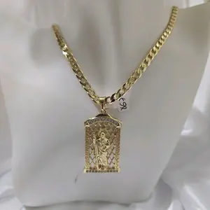Cadena 250 con Dije Judas Unisex Gold Plated - San Judas Pendant 867 Necklace in Gold Finish for Unisex Wear