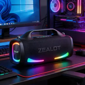 ZEALOT Outdoor Bluetooth Speaker - IPX7 Waterproof 100W HIFI, 24000mAh 48H Playtime, RGB Lights, EQ/TWS/PD Charge, Portable for Camping/Pool/Beach/Gym, Rechargeable Waterproof Speaker