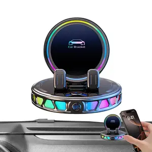 2026 Newest RGB Ambient Light Magnetic Wireless Car Charger - 360° Rotatable Vacuum Suction Mount, Anti-Shake Auto-Lock Dashboard Holder, Futuristic Cars Accessories
