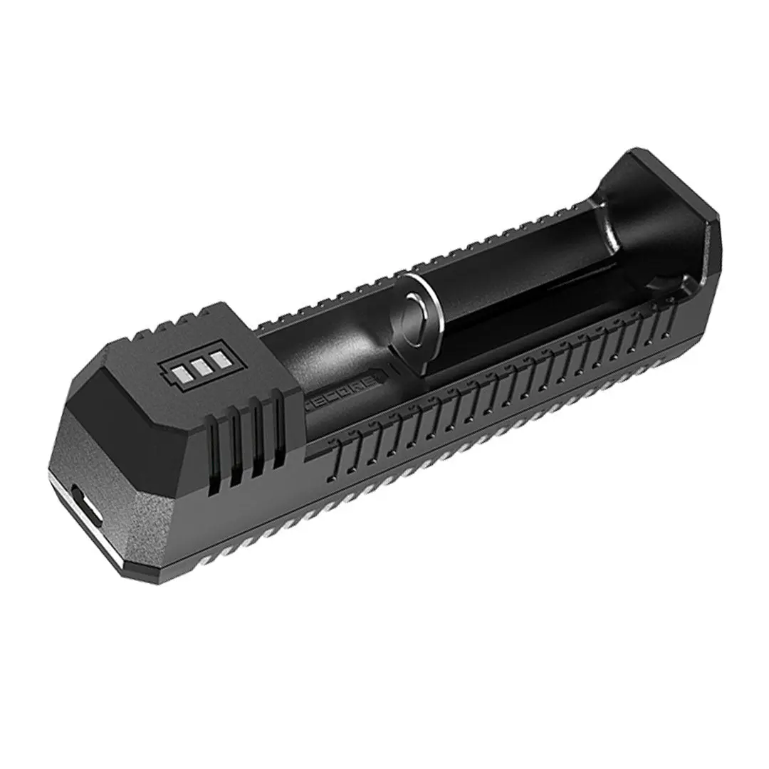 Nitecore UI1 Compact Portable Single-Slot Intelligent USB Battery Charger - Chargeable, Li-Ion/IMR Compatible, USB Power Port-Enabled, 4.2V±1% Precision Charging, Overcharging Risk-Free