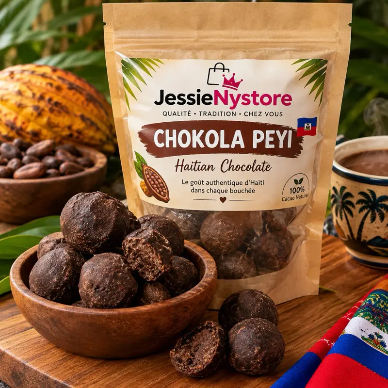 JessieNystore Chokola Peyi Haitian Chocolate 100% Natural Cacao Traditional Flavor for Morning Cup Desserts