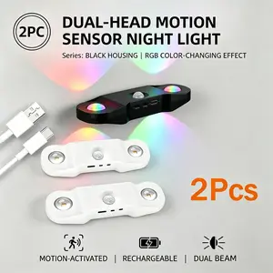 2PACK 2026 NEW Magnetic LED Motion Sensor Cat Eye Wall Lamp, RGB Dimmable Wall Lights, USB Rechargeable Night Light, Automatic On/Off Soft Glow for Bedroom Hallway Stairs Closet