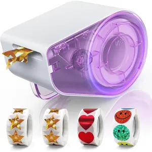 Manual Sticker Dispenser with 1520Pcs 1Inch Gold Star Red Heart Smiley Face Stickers for Kids Reward Behavior Chart Teacher Appreciation Gifts School Classroom Supplies (Purple)