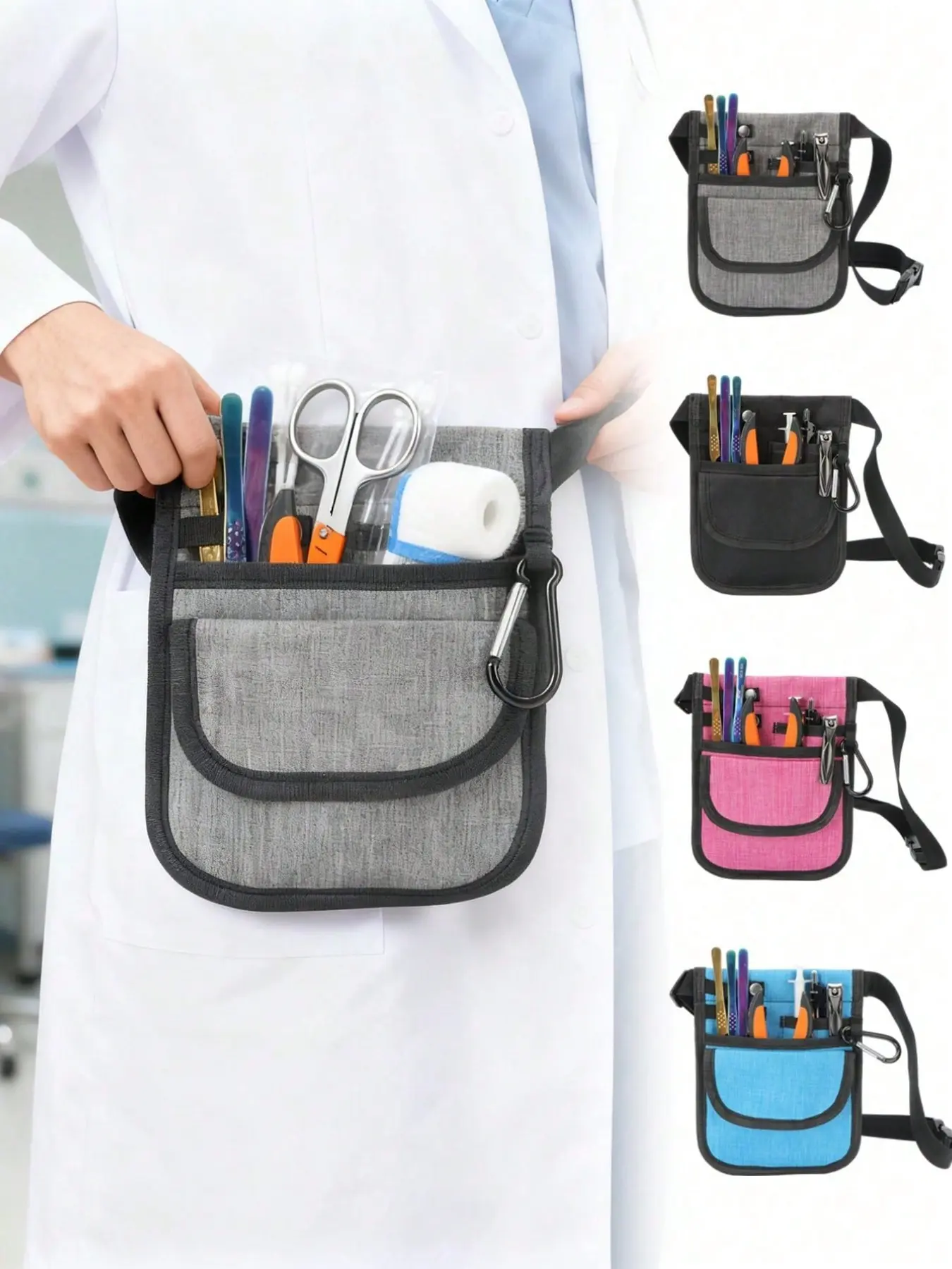 Multifunctional Tool Storage Bag, Tool Organizing Bag, Tool Pouch, Tool Bags, Durable Polyester Foldable Organizer, Nurse Medical Supplies, Adjustable Waist Belt, Ideal Gift for Doctors Nurses Teachers