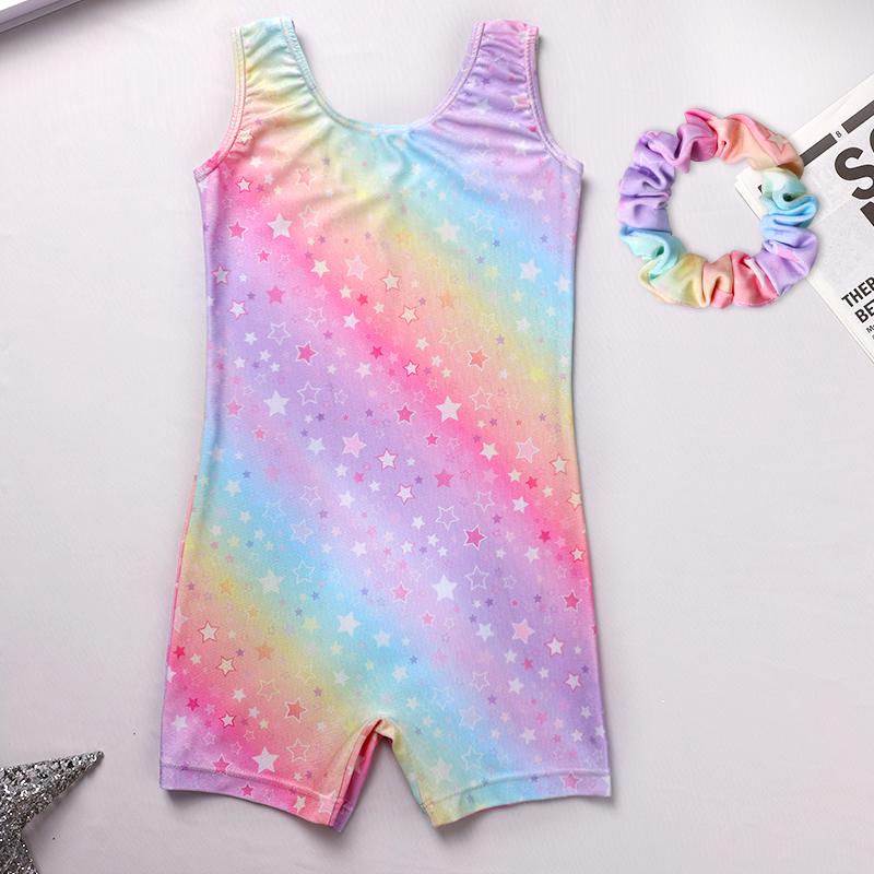 Girls Gymnastics Leotards for Kids,Sleeveless Biketard with Scrunchie, Toddler Dance Tumbling Unitard for Gymnastics Practice & Performance
