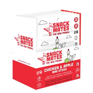 The New Primal Snack Mates Chicken & Apple Sticks, Gluten Free Protein Snack for Kids, Low Sugar Mini Jerky, 40 Mini Sticks
