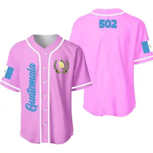 (PINK) GUATEMALA 502 Baseball Jersey, Guatemala Pride Baseball Shirts, Guatemala Baseball Men Women Youth And Kids Jersey, Guatemala Flag Shirt
