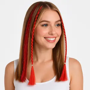 Sparkling Red Tinsel Hair Extensions