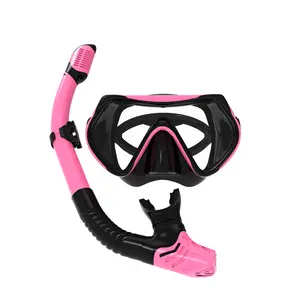 Premium Snorkel Set for Adults - Anti-Fog Coated Tempered Glass Mask with Purge Valve - Anti-Splash Silicone Mouthpiece - Scuba & Snorkeling Gear (Pink)