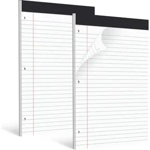 2 Pack 8.5 x 11 Legal Pads White Wide Ruled Perforated Writing Notepads, 30 Sheets Per Pad, 3-Hole Punched Paper Writing Pads for School, Home, Office, Business